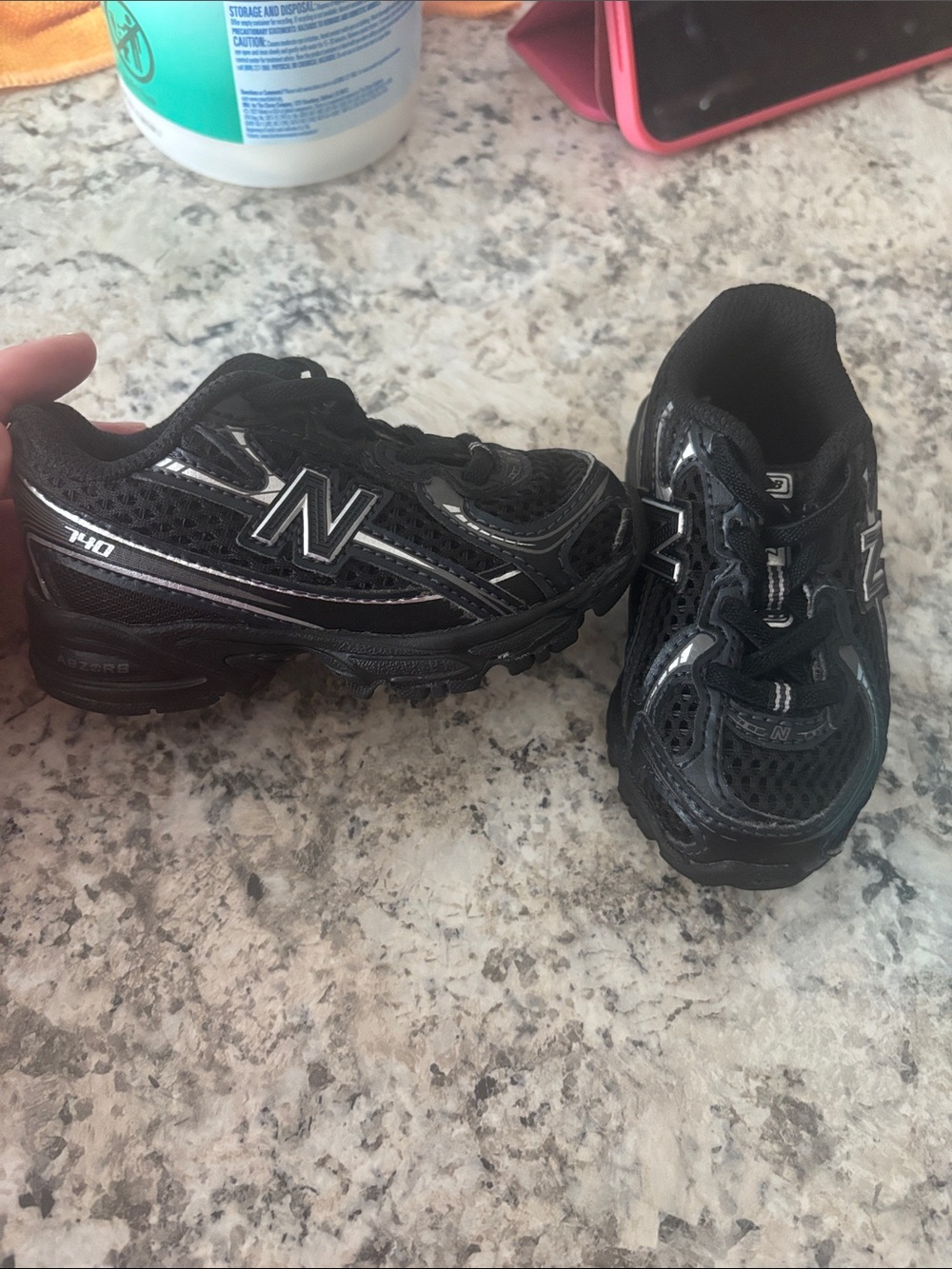 New Balance Kids Black and Silver Athletic Sneakers